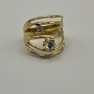 14K Gold Over Sterling Silver CZ Wire Wrap Ring Gold Women Gift For Her Size 11